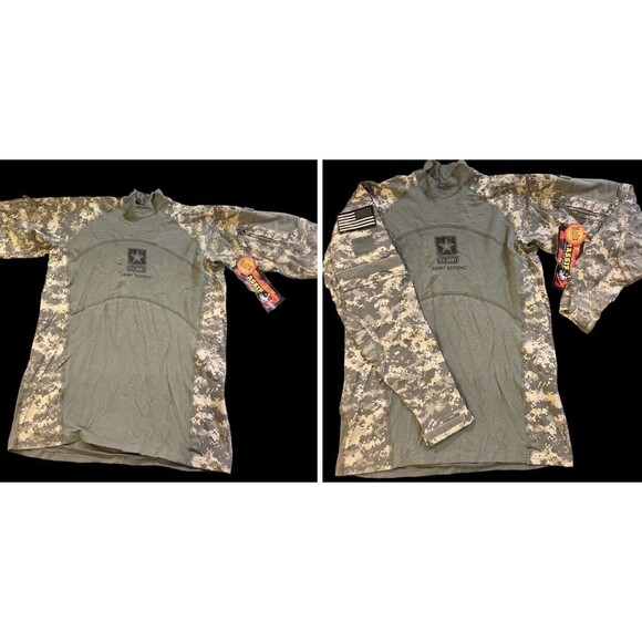 Massif Tactical Army Combat Shirt ACU Long Sleeve Size L Army Strong Logo LOT 2 - Picture 1 of 11